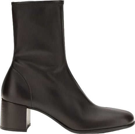 Black Metallic Detail Leather Ankle Boots