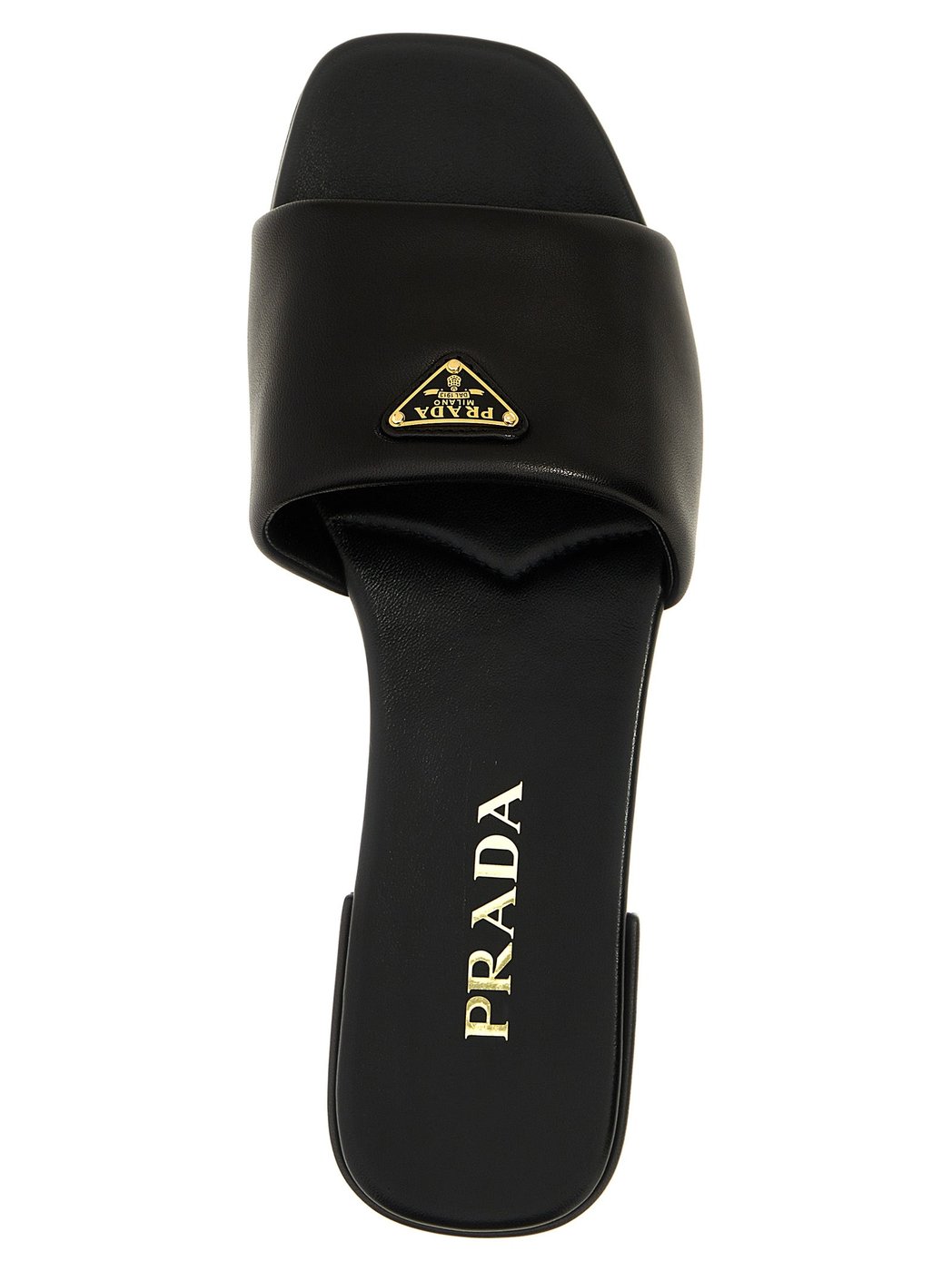 Prada Black Lamb Leather Slides