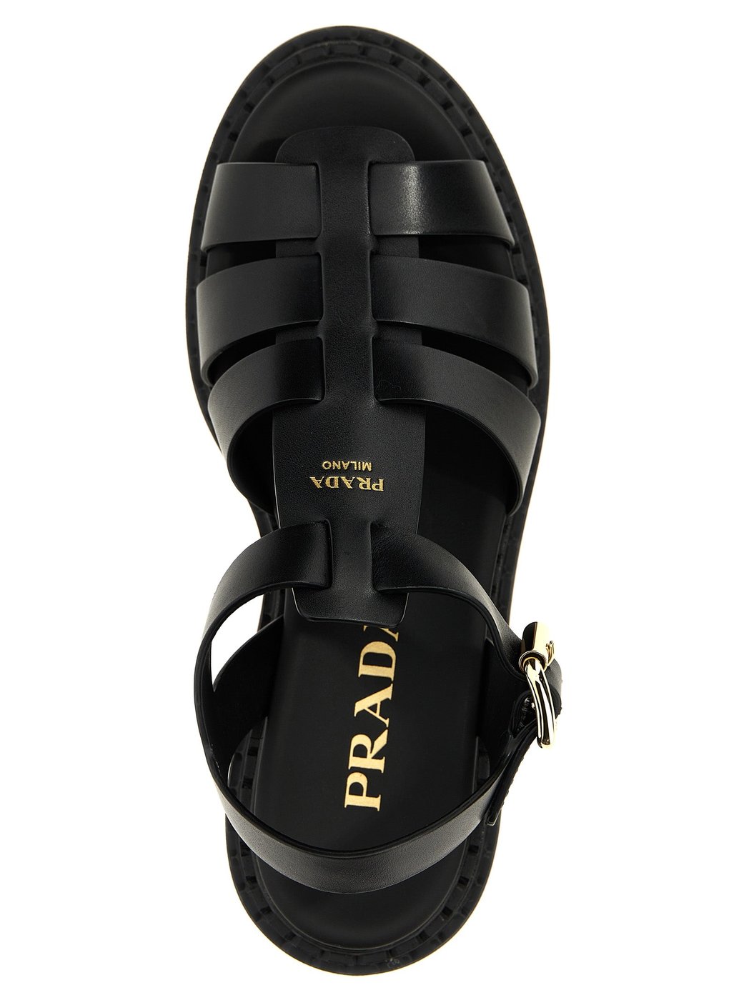 Prada Black Calfskin Flat Sandals