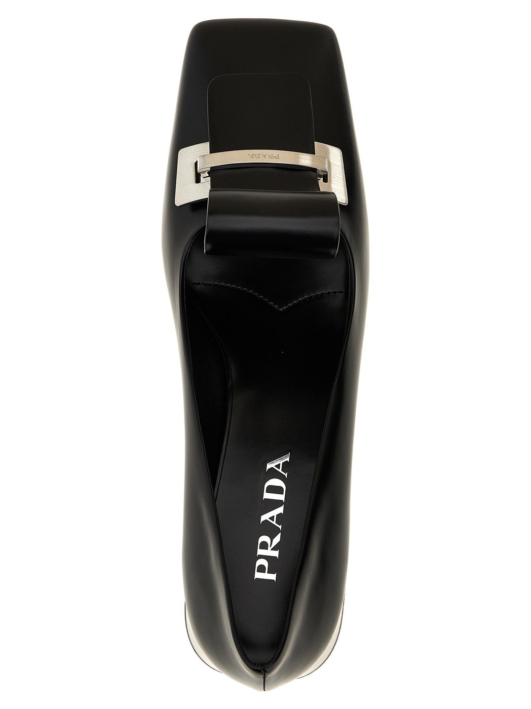 Prada Black Calfskin Mid Heel Pumps