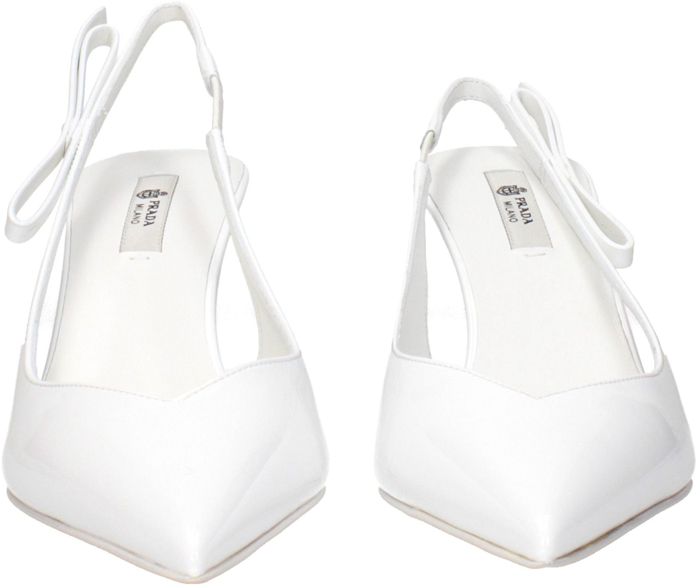 Prada White Leather High Heel Pumps