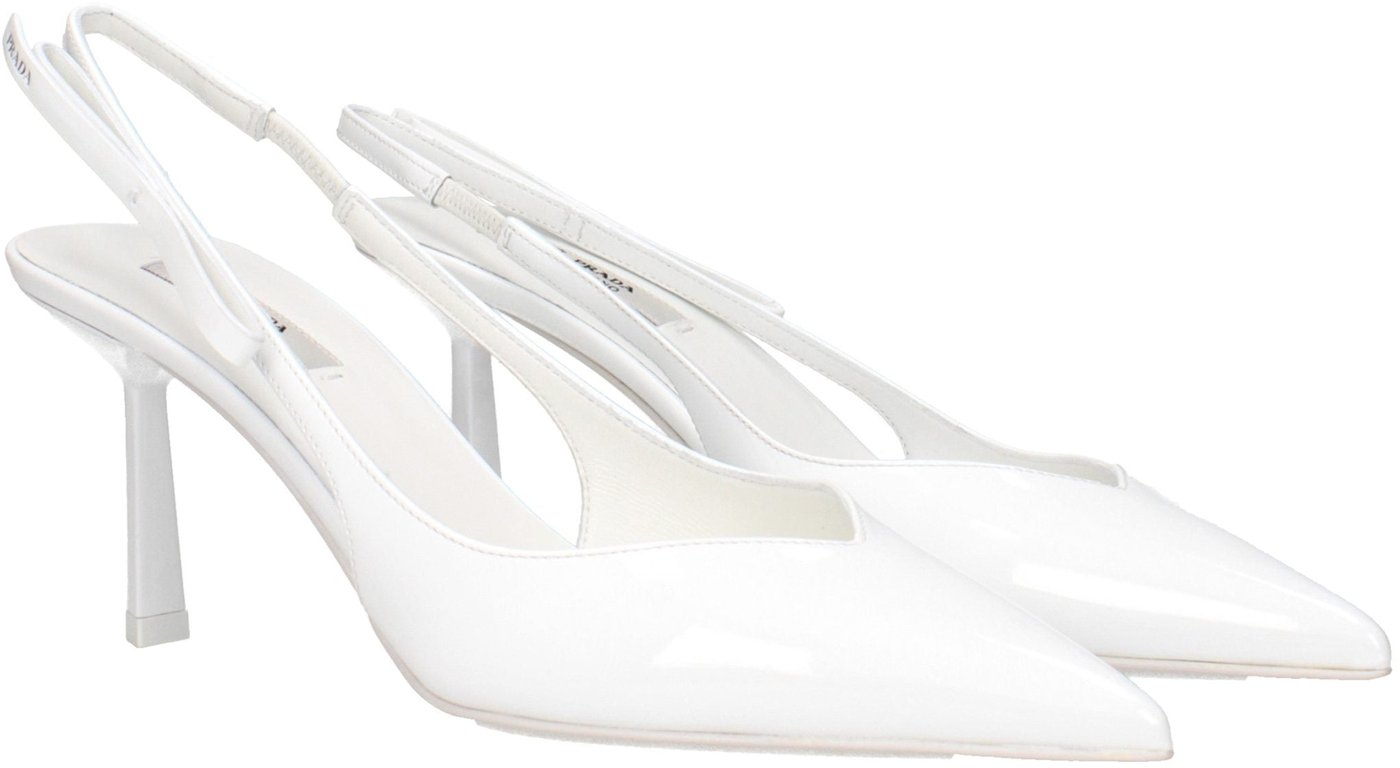 Prada White Leather High Heel Pumps