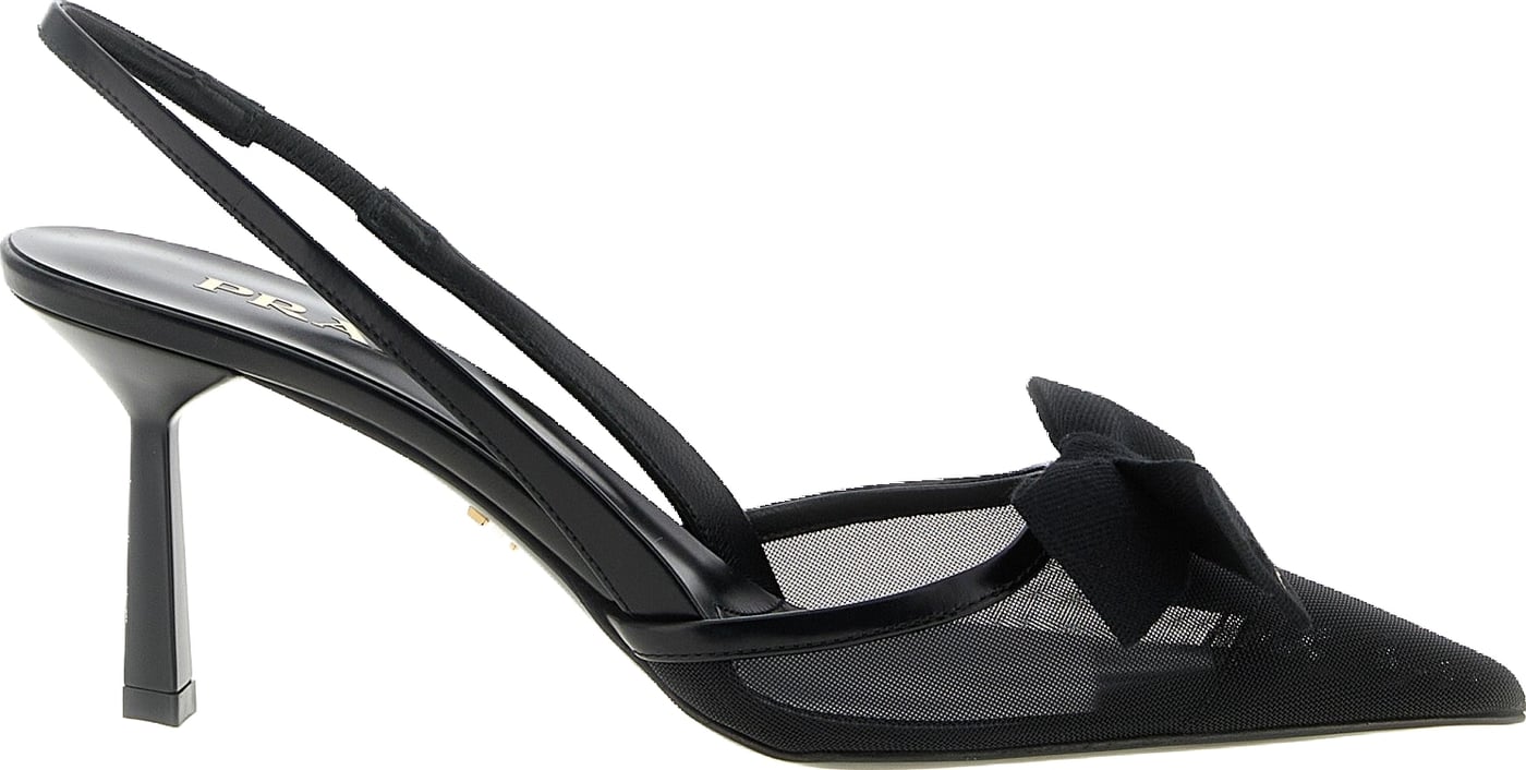 Prada Black Polyamide Mid Heel Pumps
