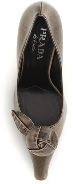 Prada Brown Calf Leather Bos Taurus High Heel Pumps