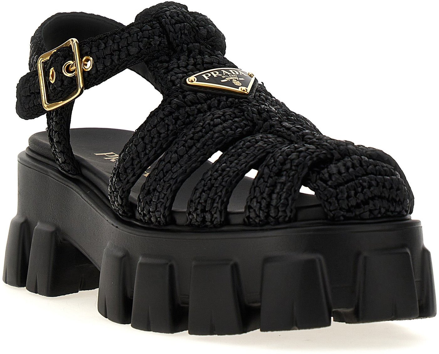 Prada Black Viscose Platform Sandals