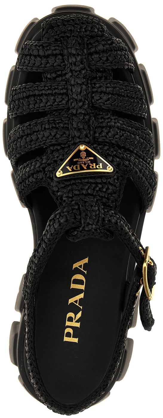Prada Black Viscose Platform Sandals