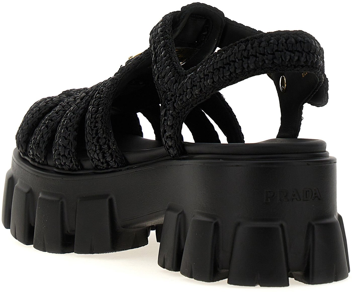Prada Black Viscose Platform Sandals