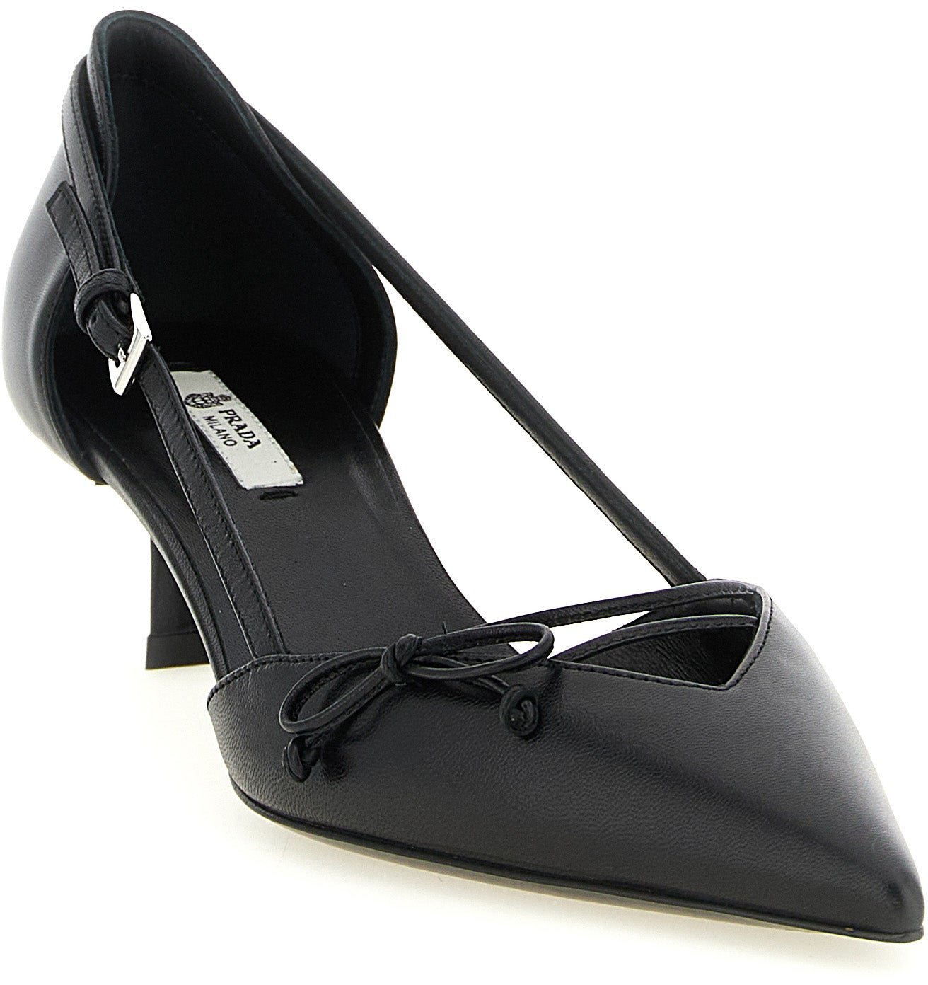 Prada Black Goatskin Mid Heel Pumps