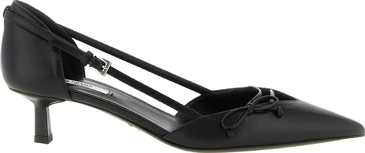 Prada Black Goatskin Mid Heel Pumps