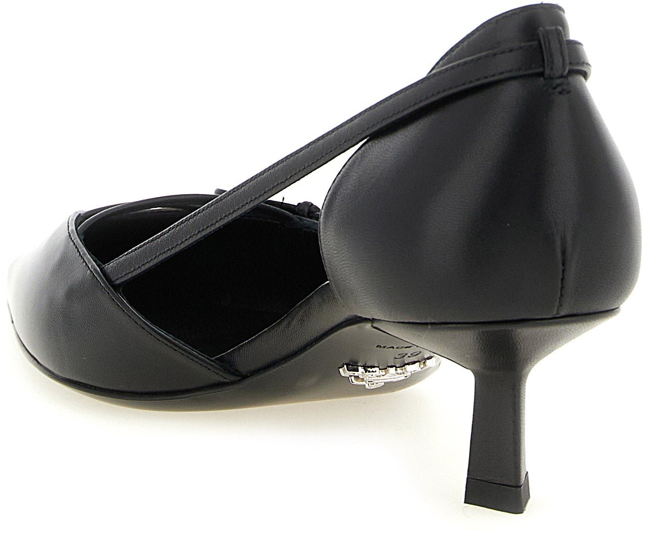 Prada Black Goatskin Mid Heel Pumps