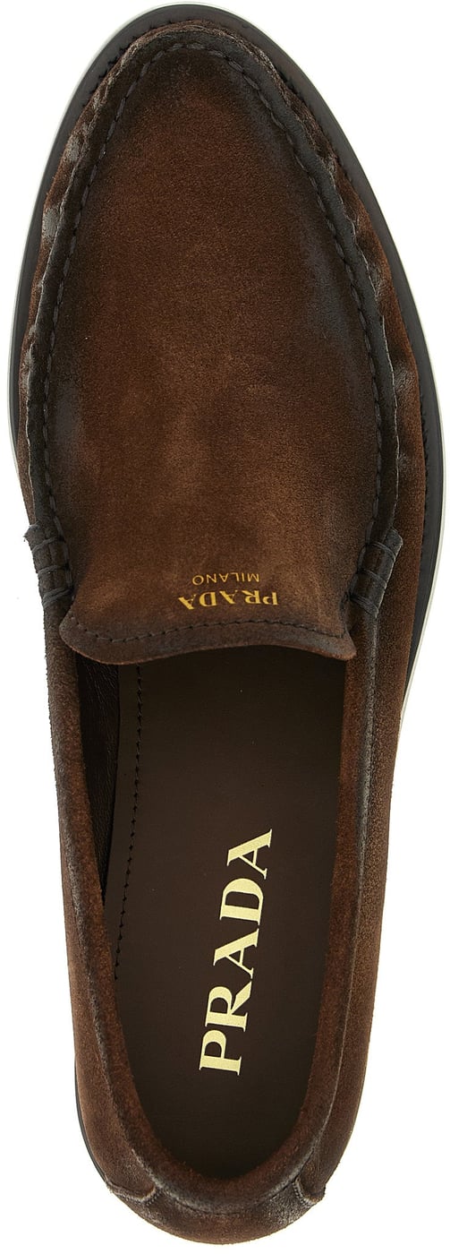 Prada Brown Calfskin Slip-On Loafers