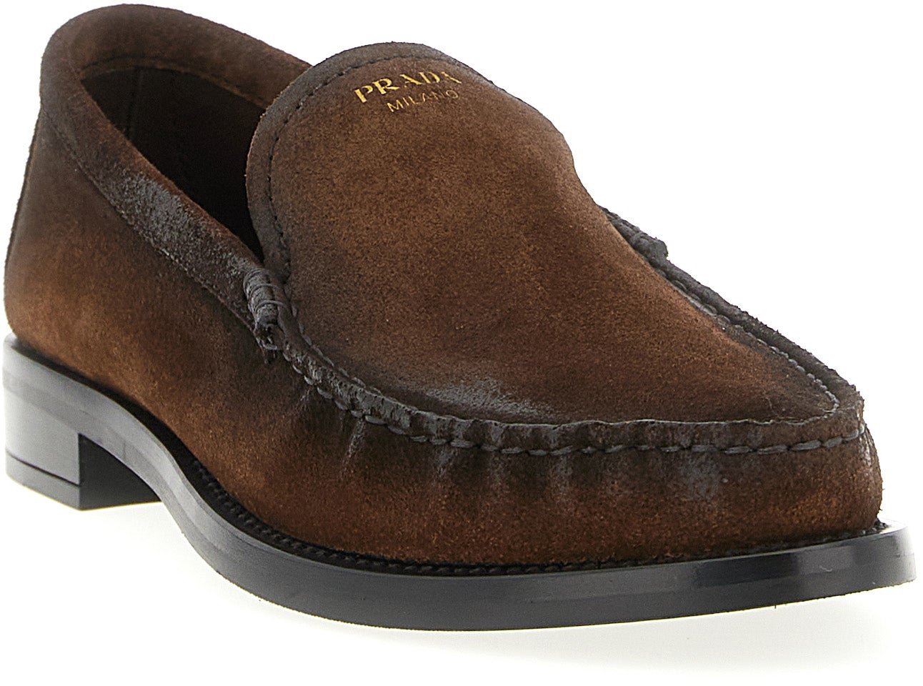 Prada Brown Calfskin Slip-On Loafers