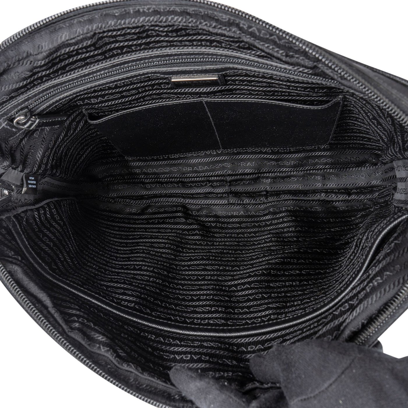 Prada Nylon Saffiano Leather Triangle Business Handbag