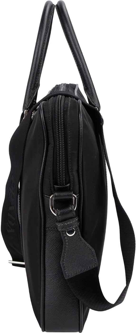 Prada Nylon Saffiano Leather Triangle Business Handbag