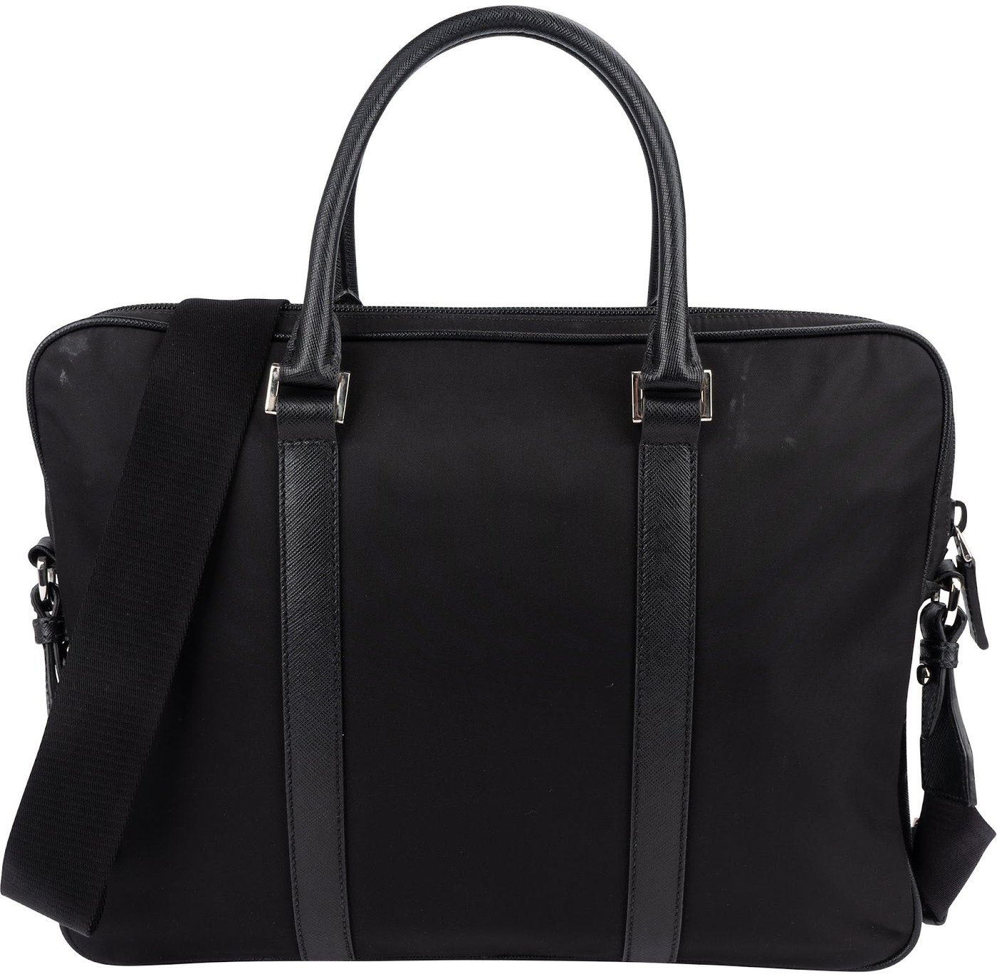 Prada Nylon Saffiano Leather Triangle Business Handbag