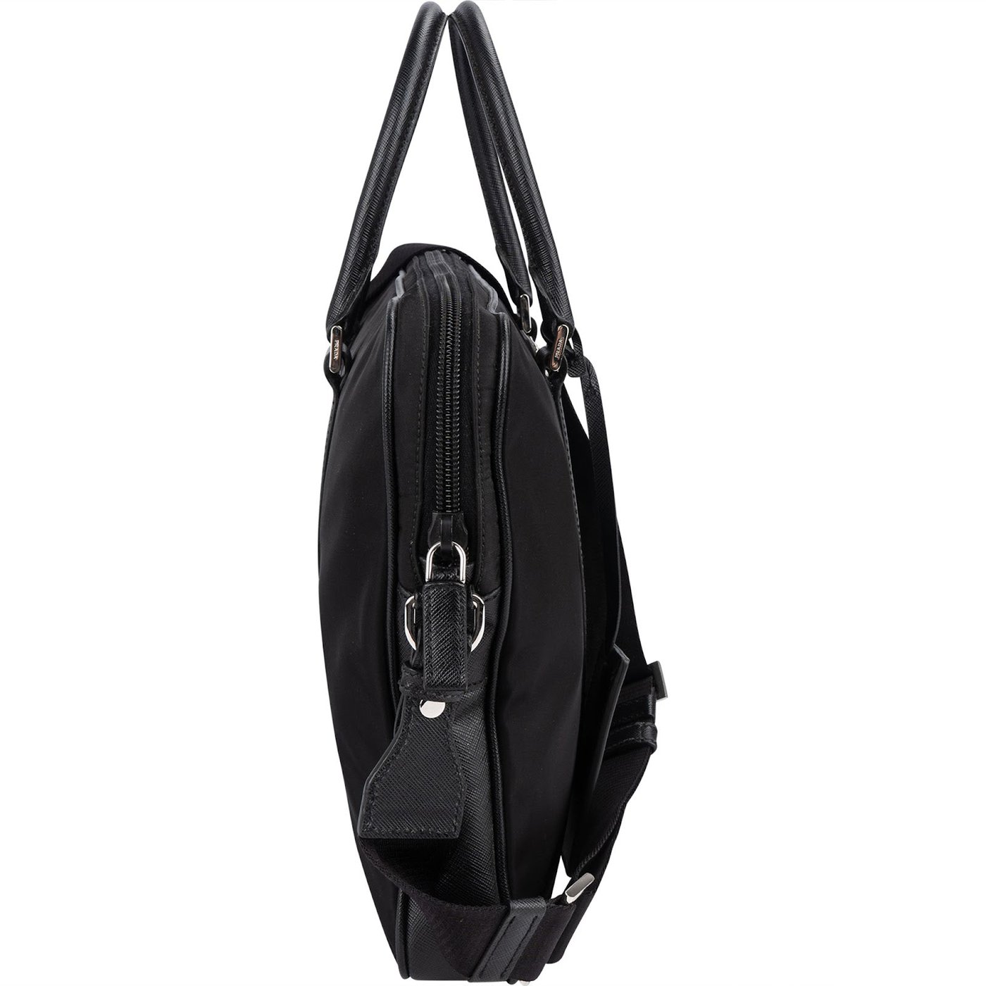 Prada Nylon Saffiano Leather Triangle Business Handbag