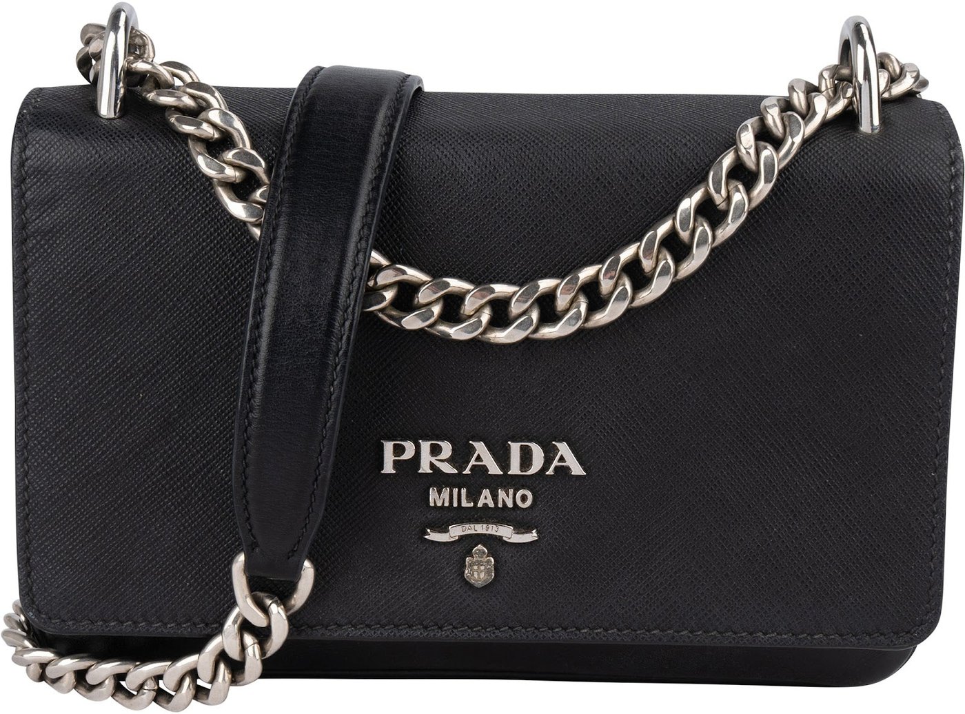 Prada Saffiano Leather Chain Wallet Crossbody Bag