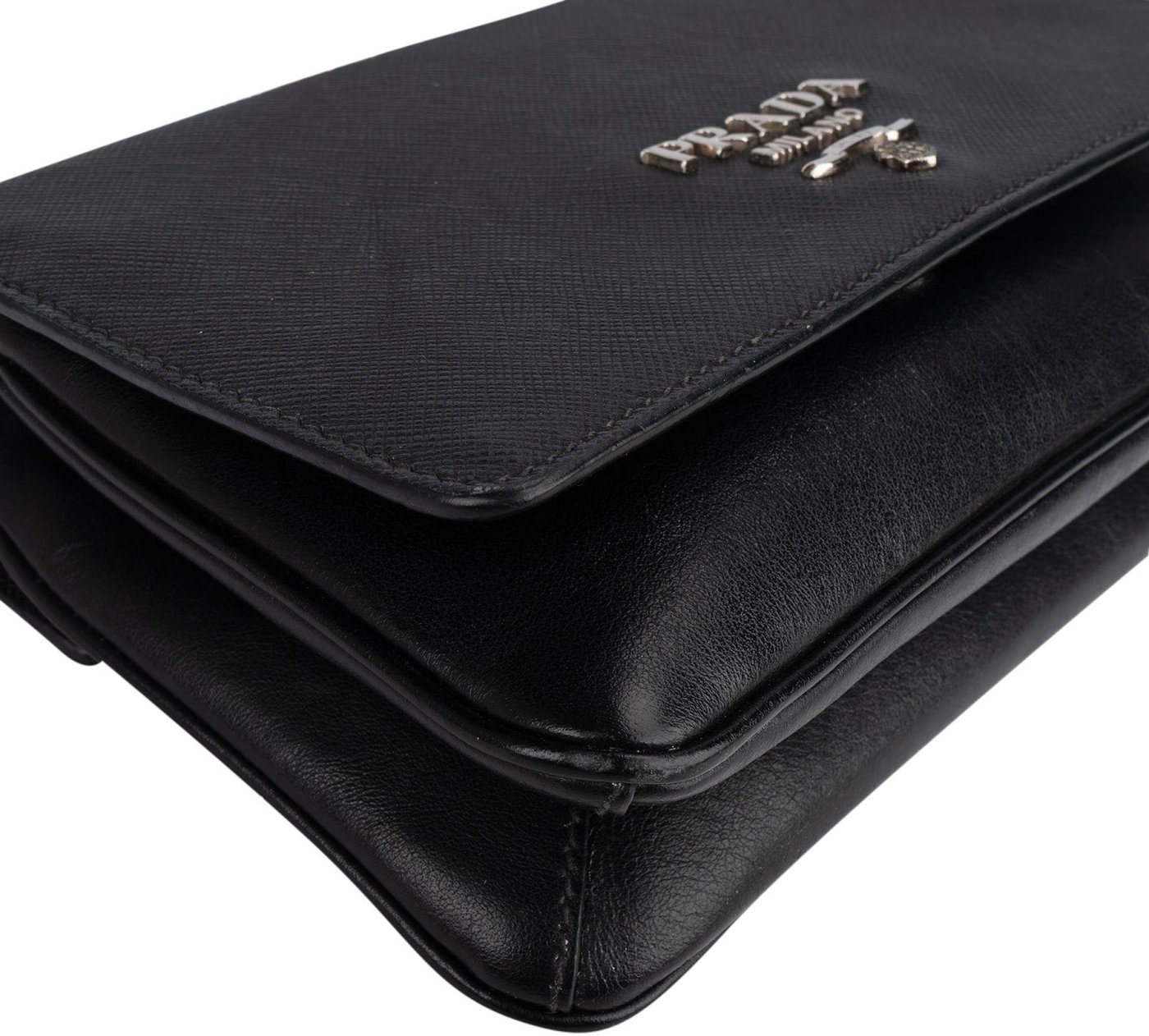 Prada Saffiano Leather Chain Wallet Crossbody Bag