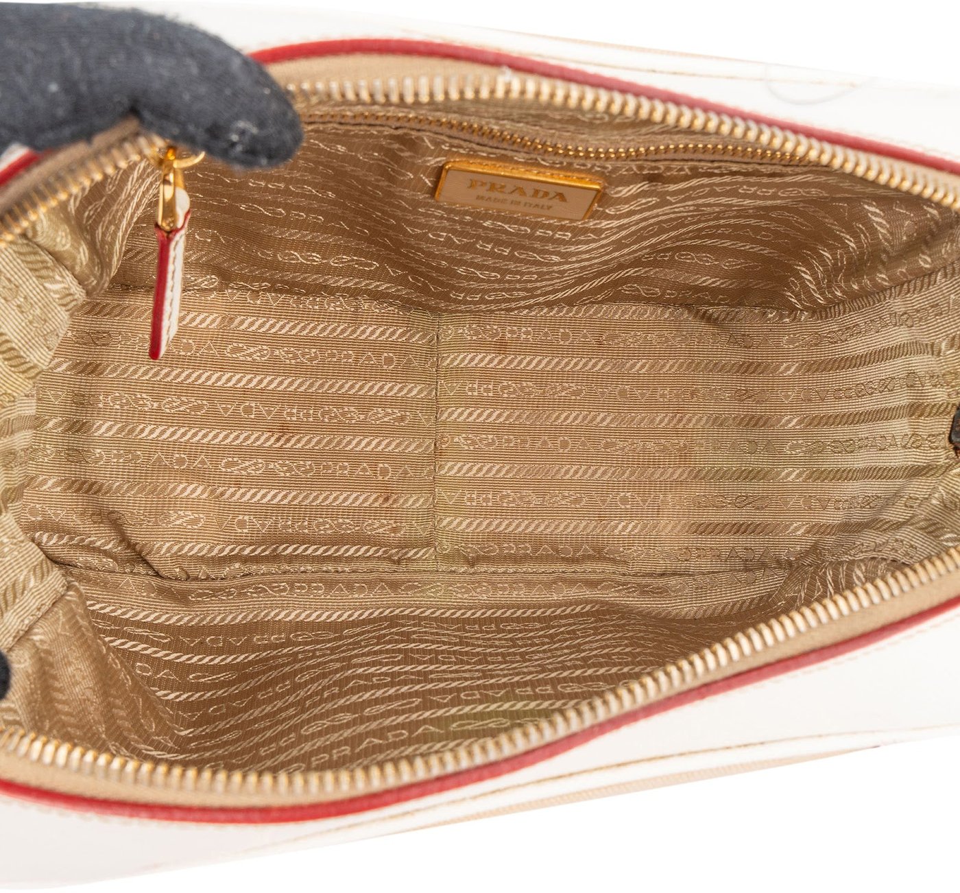 Prada Canvas Saffiano Leather Bauletto Handbag