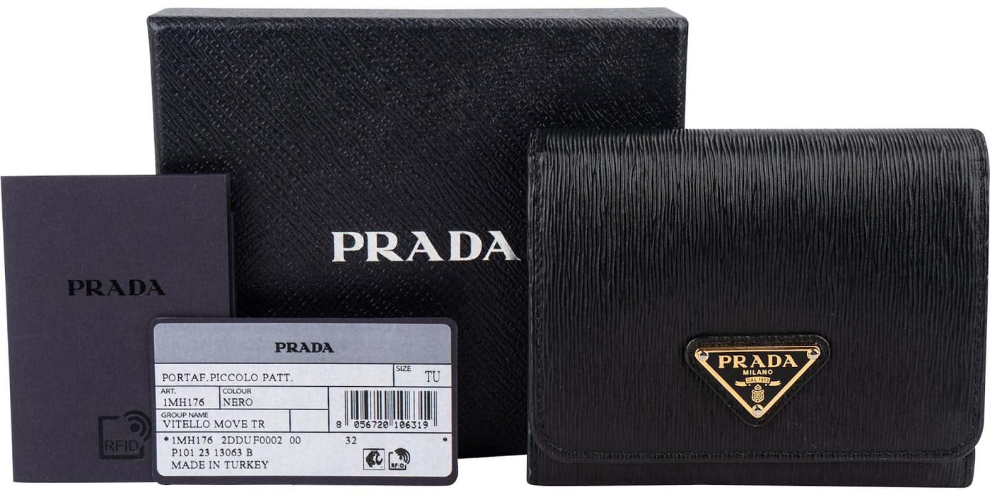 Prada Vitello Move Leather Small Trifold Wallet