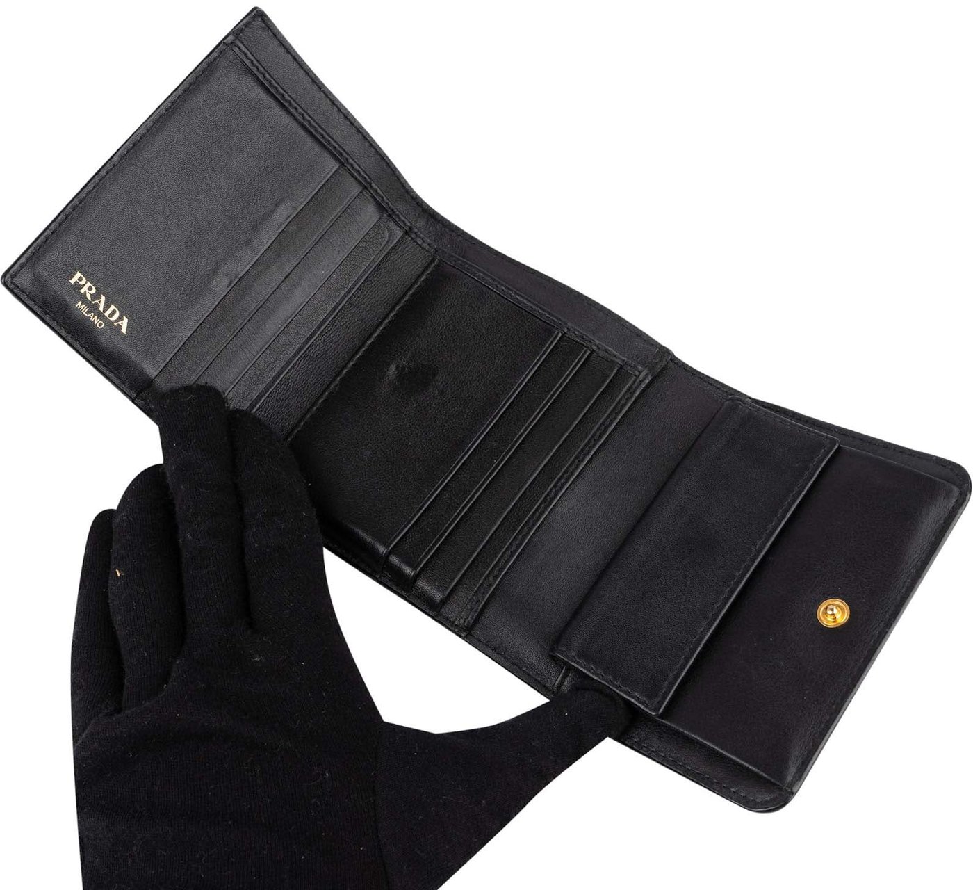 Prada Vitello Move Leather Small Trifold Wallet