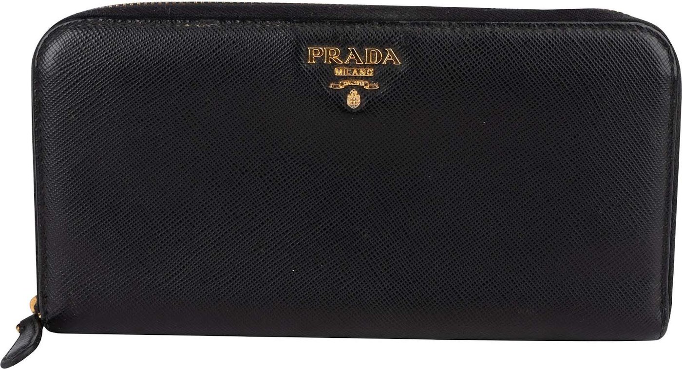 Prada Saffiano Leather Zip Around Wallet