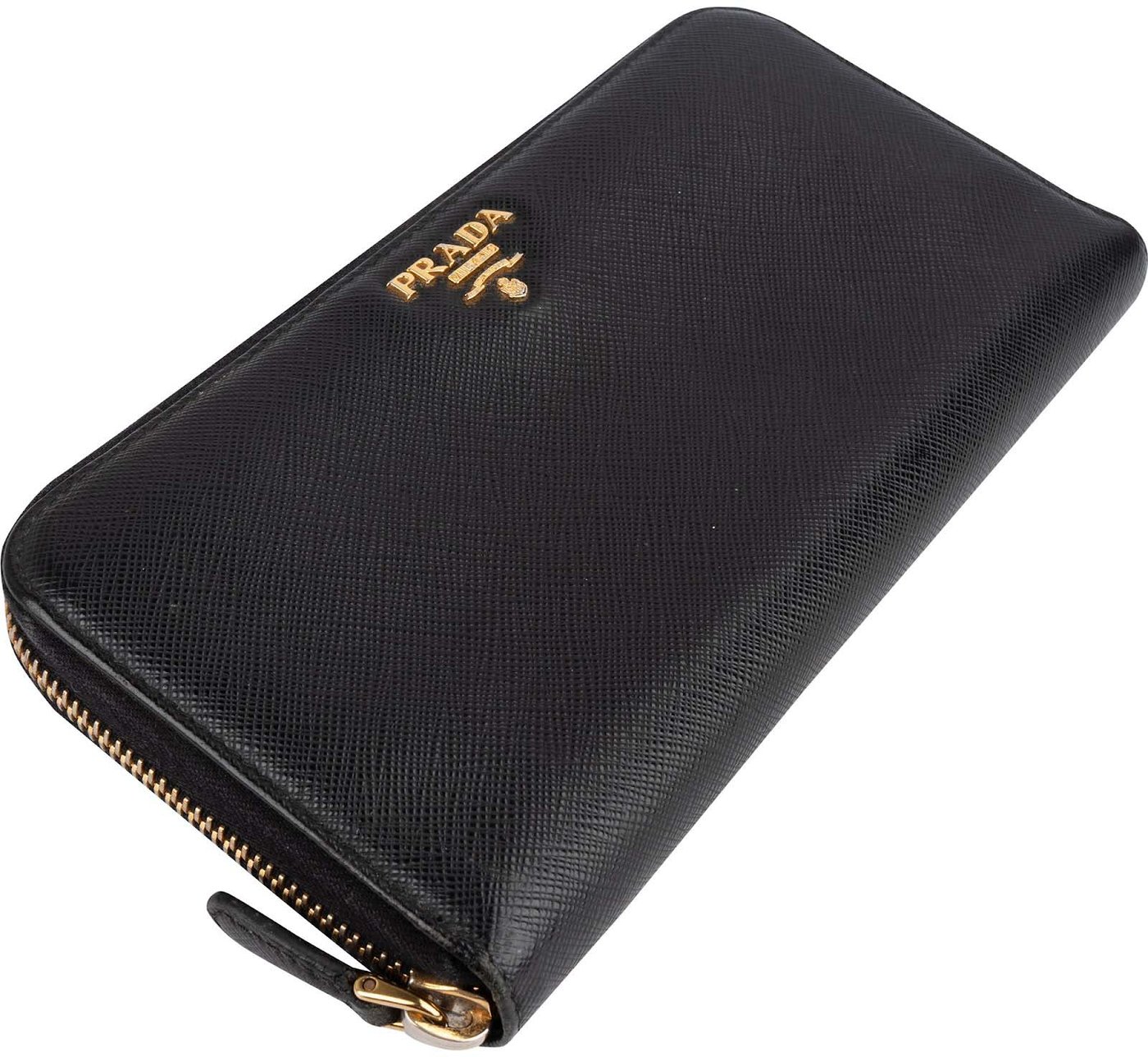 Prada Saffiano Leather Zip Around Wallet