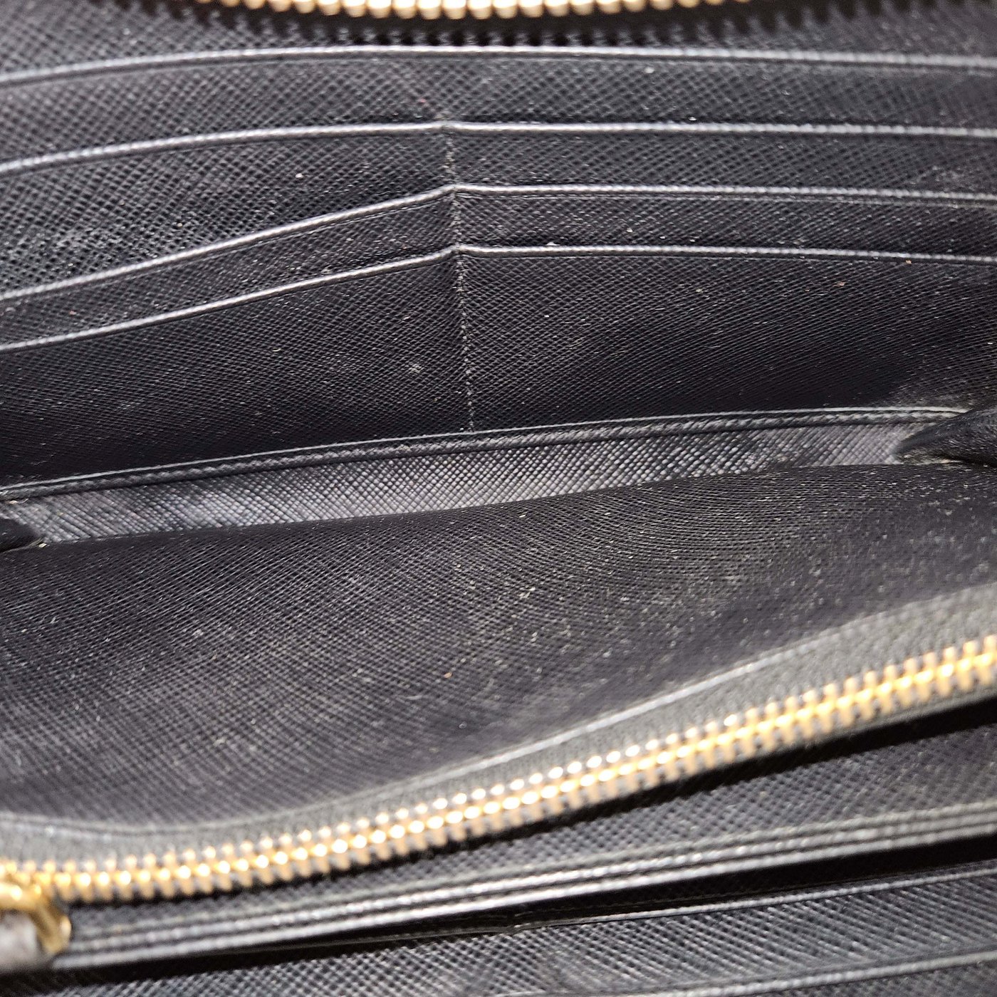 Prada Saffiano Leather Zip Around Wallet