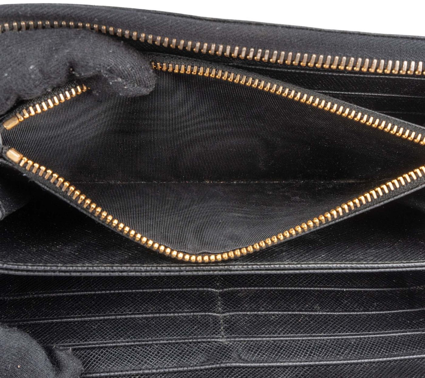 Prada Saffiano Leather Zip Around Wallet