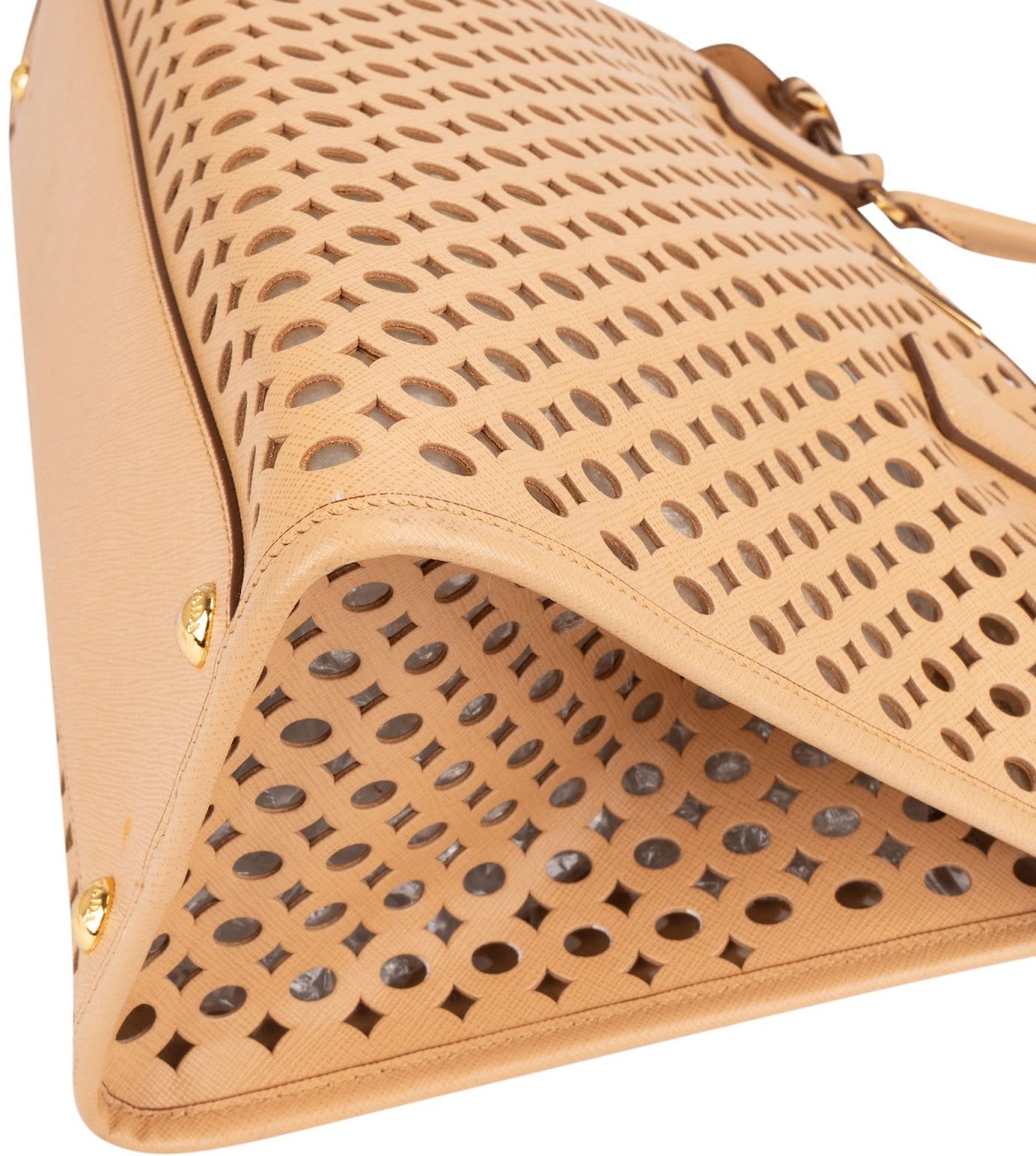 Prada Saffiano Leather Perforated Fori Tote Handbag