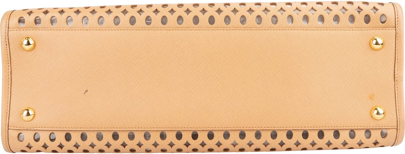 Prada Saffiano Leather Perforated Fori Tote Handbag