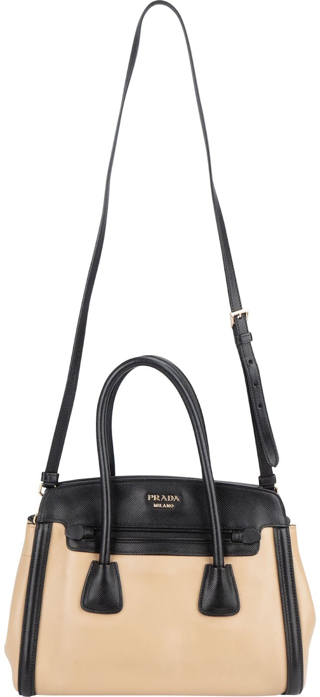 Prada Saffiano Bicolor Leather City Tote Handbag