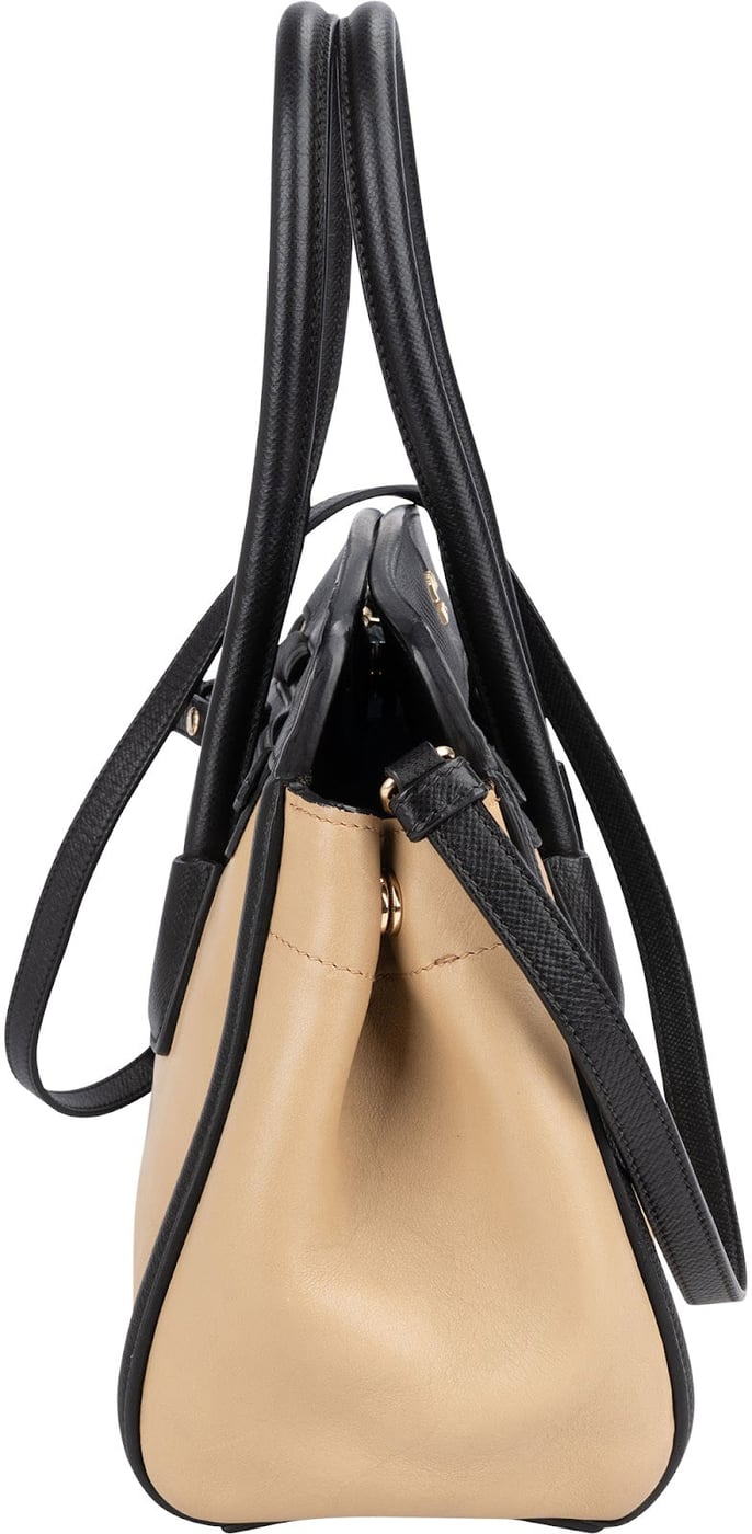 Prada Saffiano Bicolor Leather City Tote Handbag