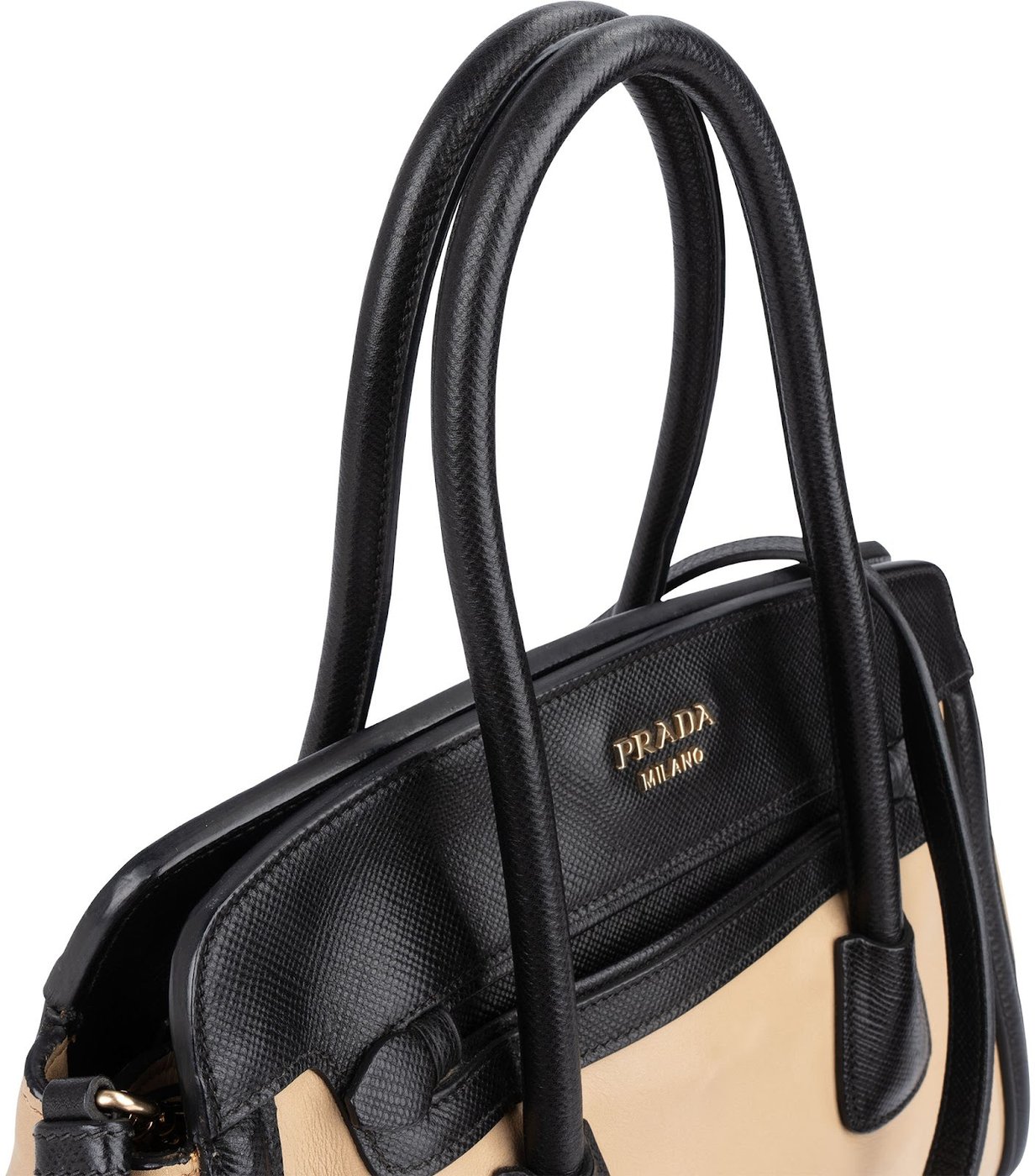 Prada Saffiano Bicolor Leather City Tote Handbag