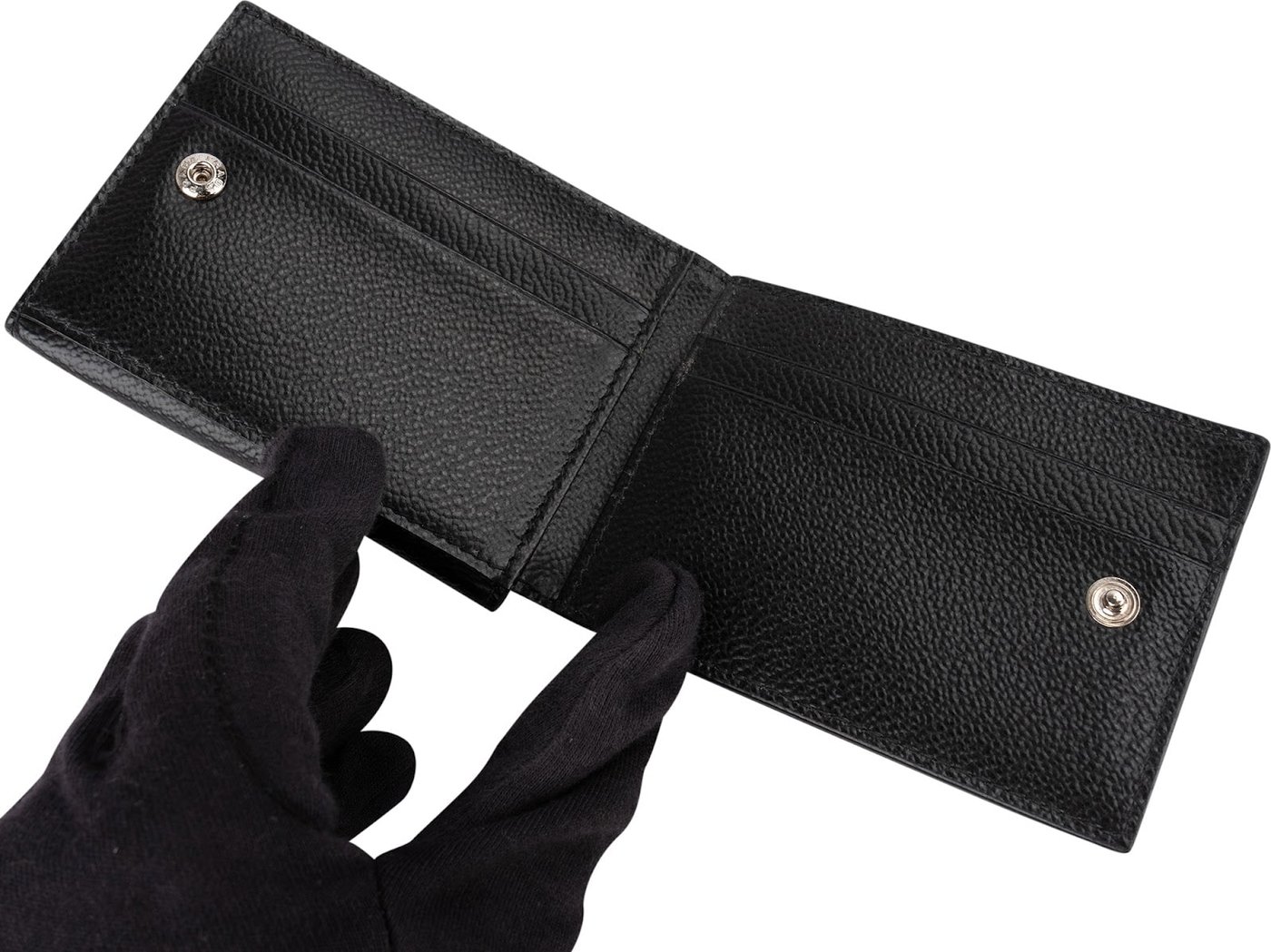 Prada Saffiano Corner Leather Small Vertical Bifold Wallet