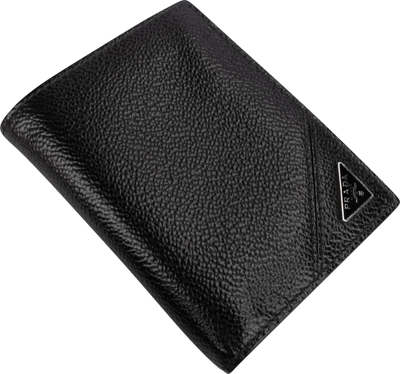 Prada Saffiano Corner Leather Small Vertical Bifold Wallet