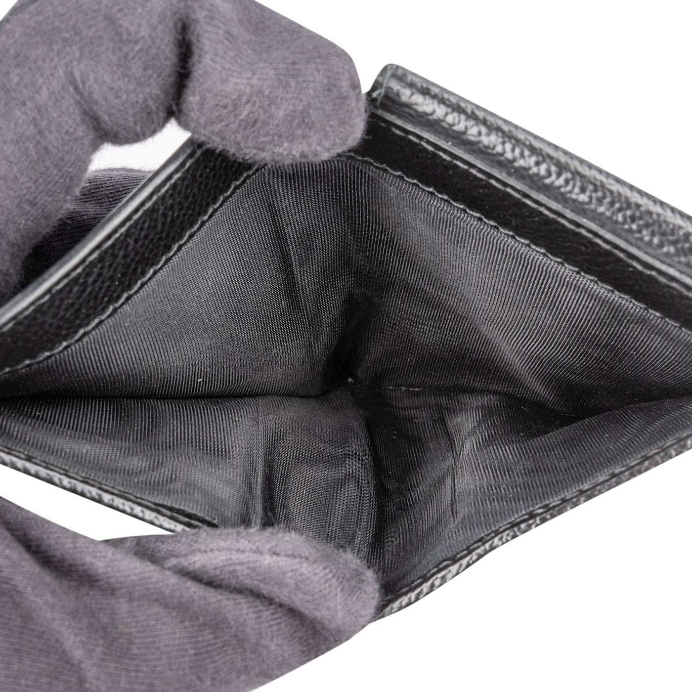 Prada Saffiano Corner Leather Small Vertical Bifold Wallet