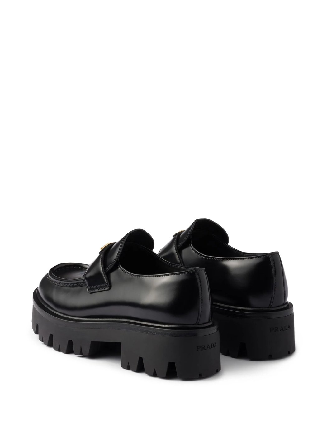 Black Lug-Sole Leather Loafers