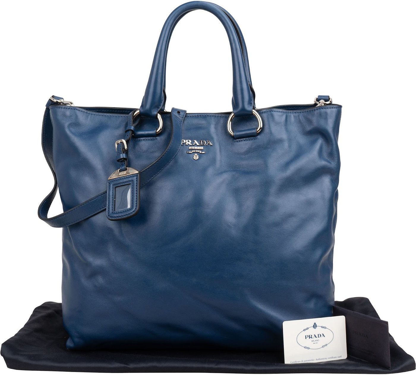 Prada Soft Calf Leather Tote Shoulder Bag