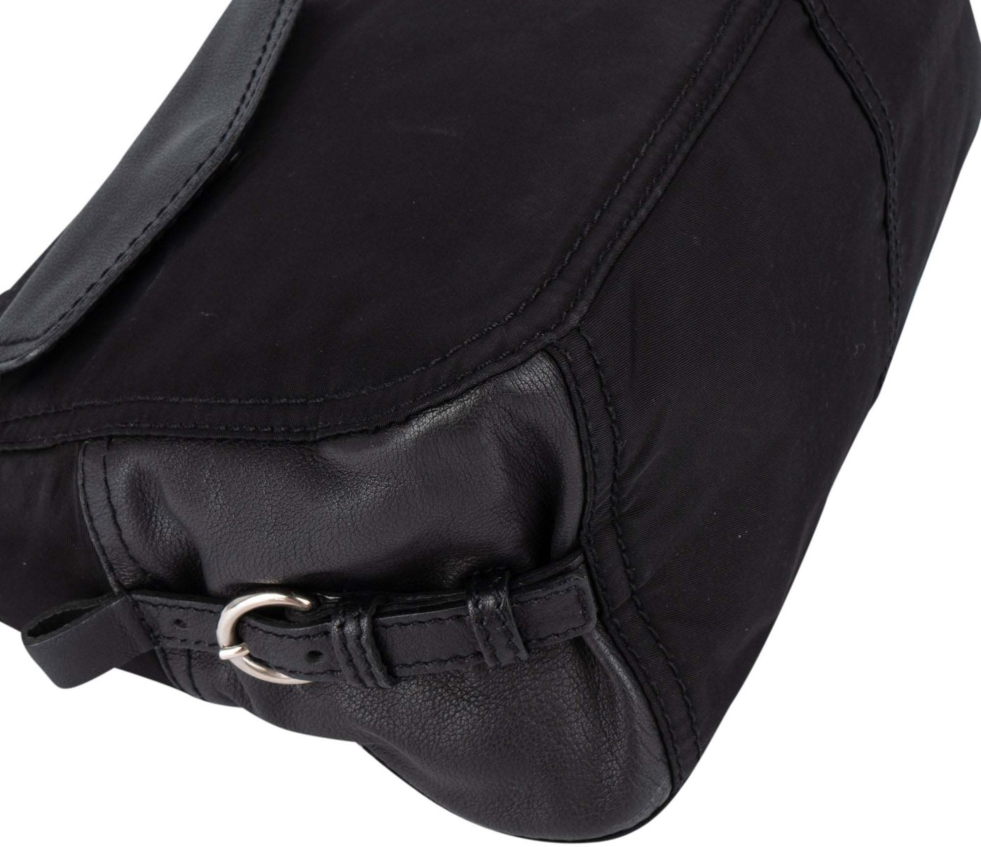 Prada Black Nylon Triangle Twin Pocket Shoulder Bag