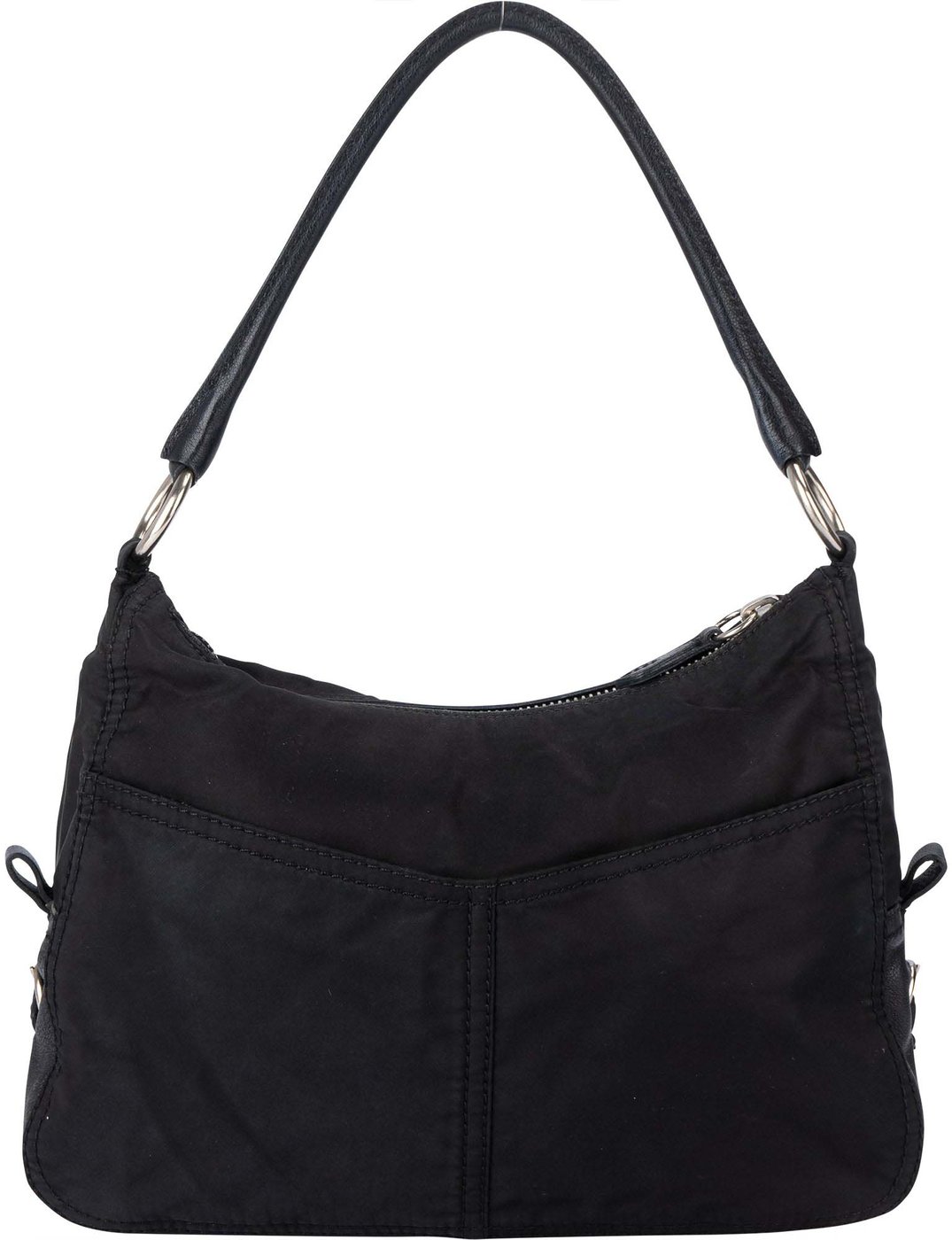 Prada Black Nylon Triangle Twin Pocket Shoulder Bag