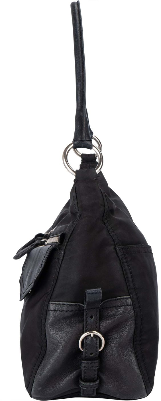 Prada Black Nylon Triangle Twin Pocket Shoulder Bag