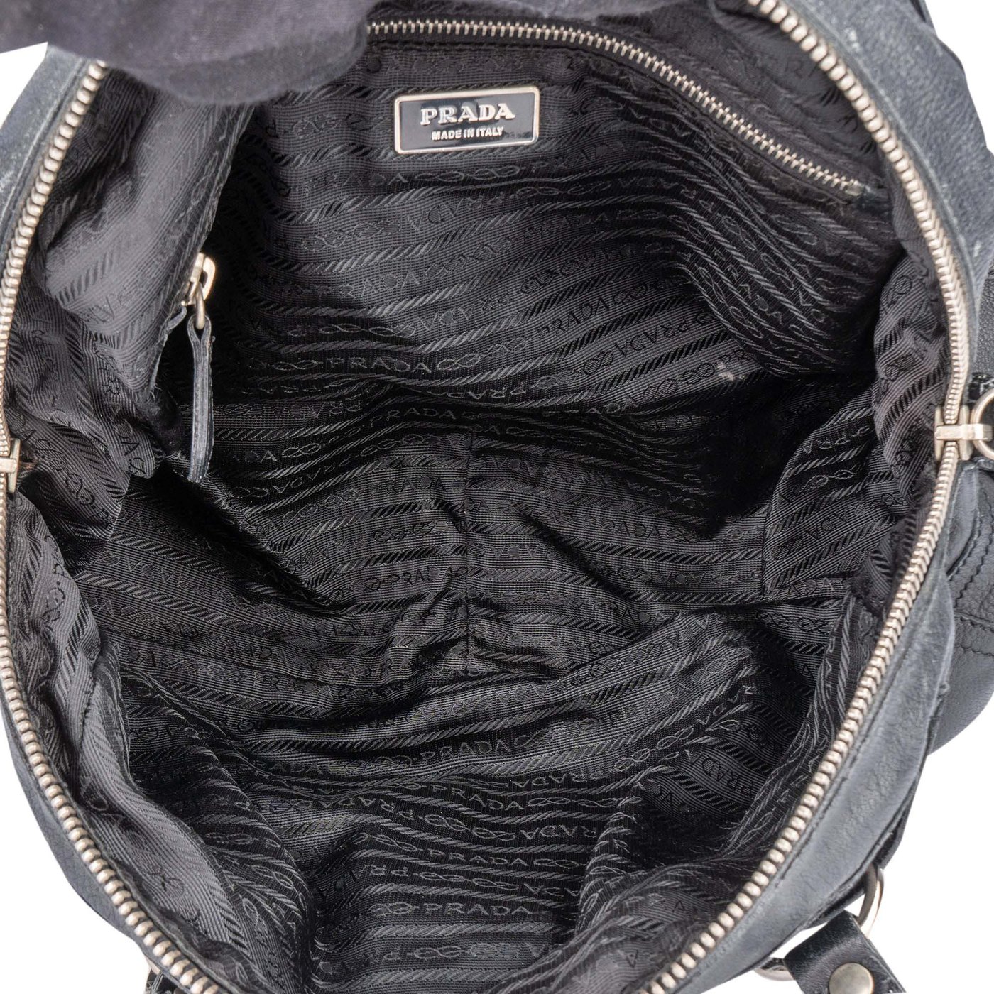 Prada Leather Twin Pocket Triangle Shoulder Bag