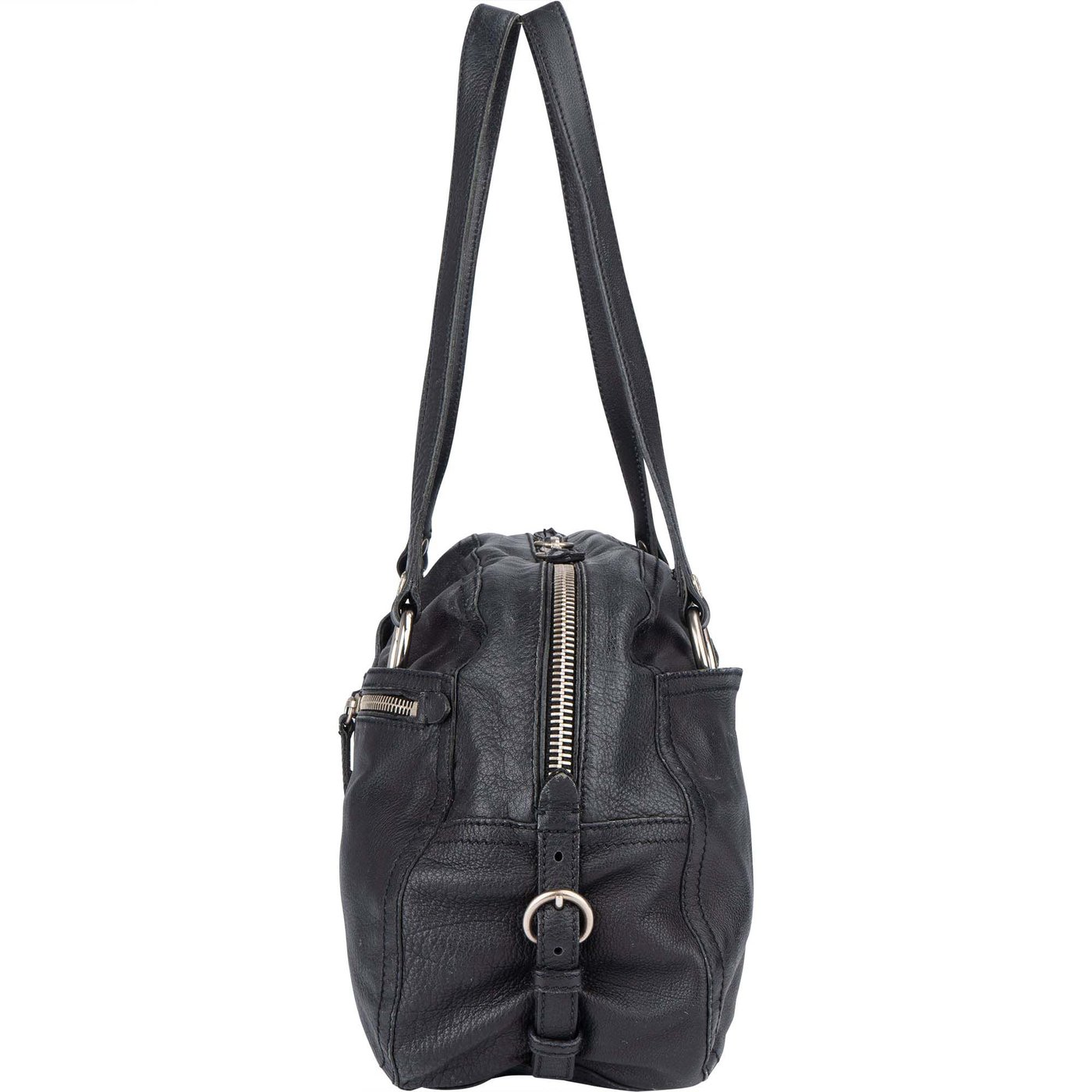 Prada Leather Twin Pocket Triangle Shoulder Bag