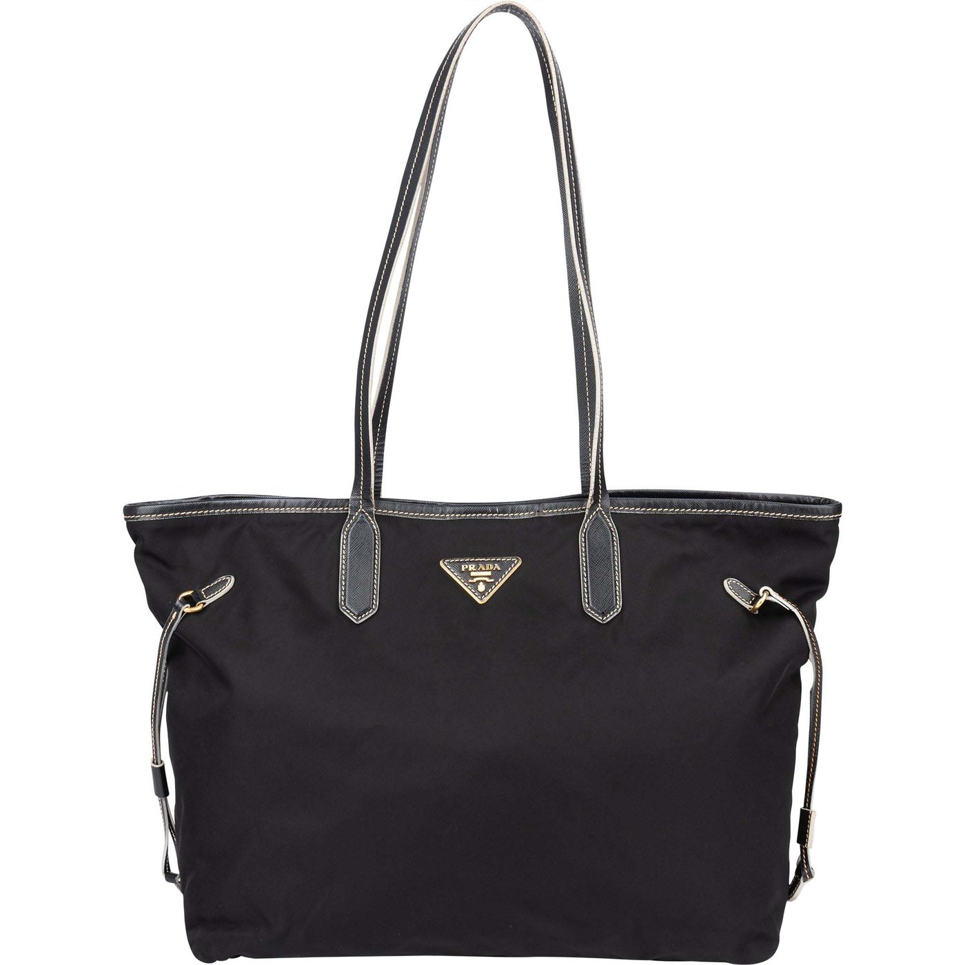 Prada Nylon Saffiano Leather Shopper Handbag