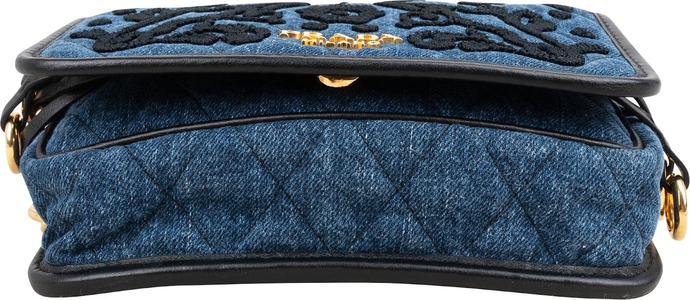 Prada Multicolor Embroidered Denim Cahier Belt Crossbody Bag