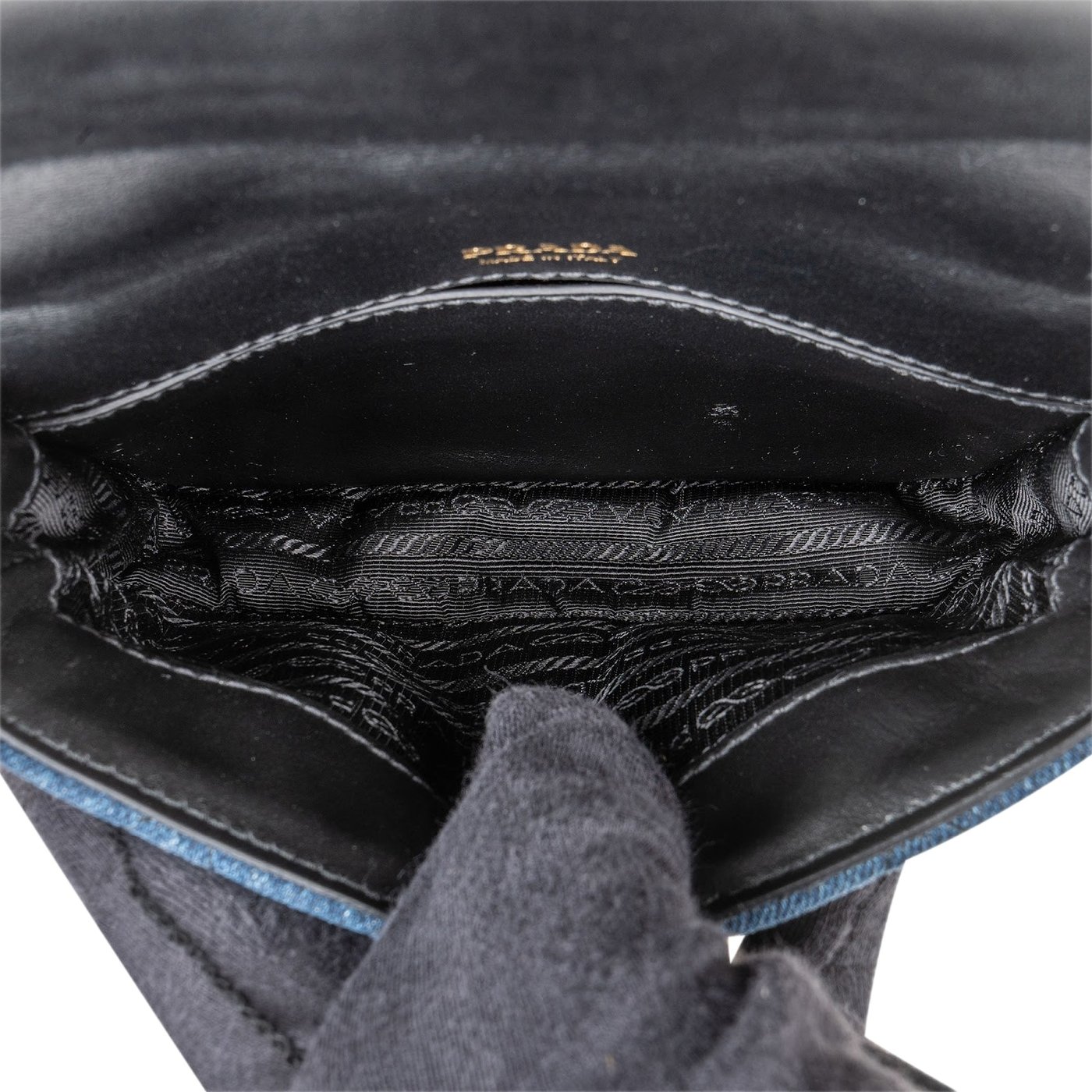 Prada Multicolor Embroidered Denim Cahier Belt Crossbody Bag