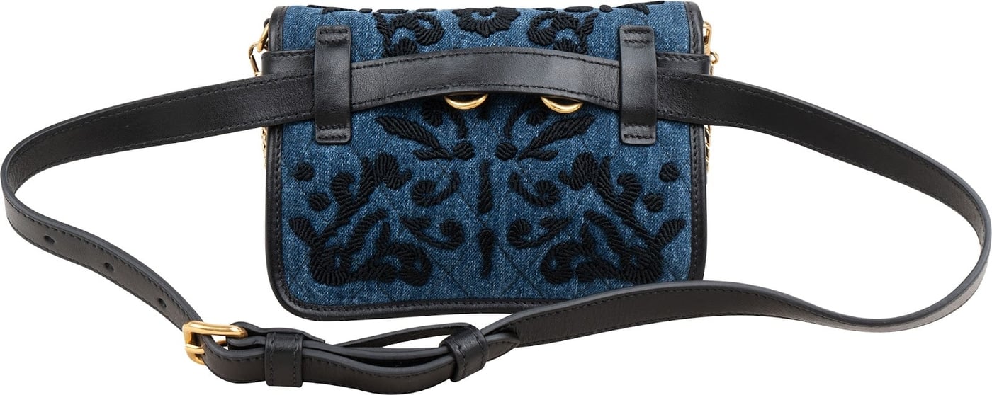 Prada Multicolor Embroidered Denim Cahier Belt Crossbody Bag