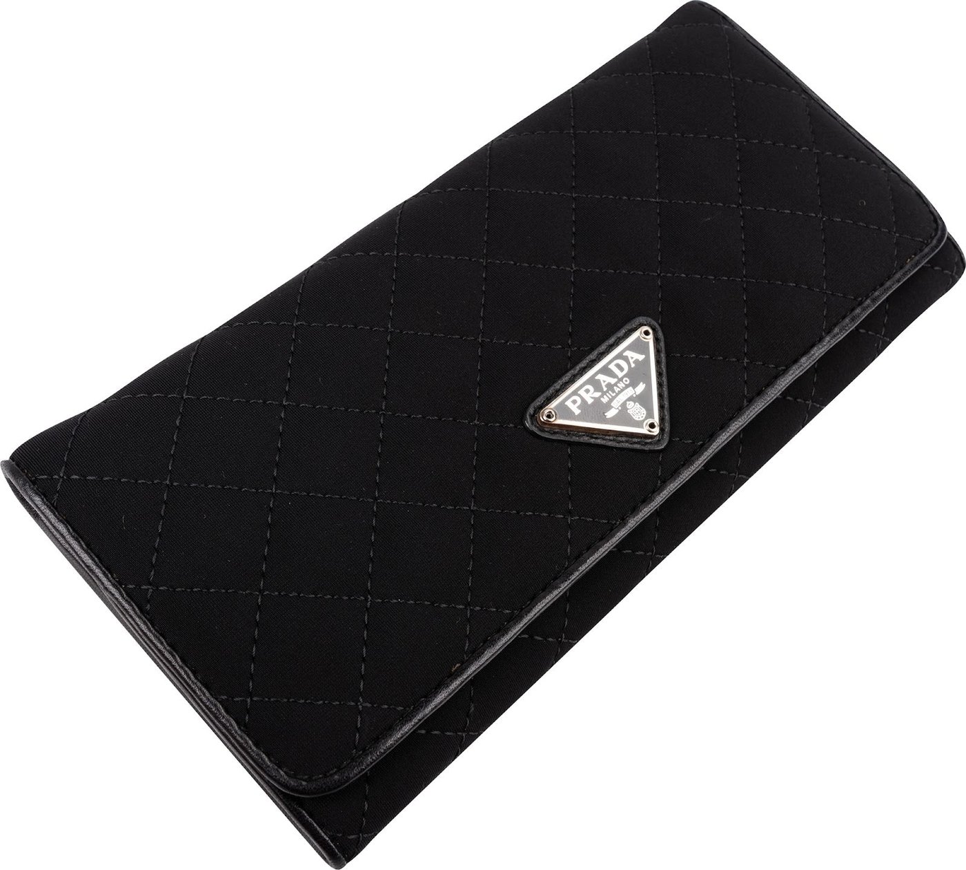 Prada Black Quilted Tessuto Triangle Wallet