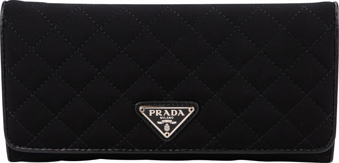 Prada Black Quilted Tessuto Triangle Wallet